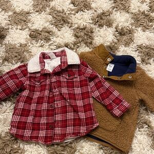 Carter's Red Plaid and Brown Sherpa Kids Jackets